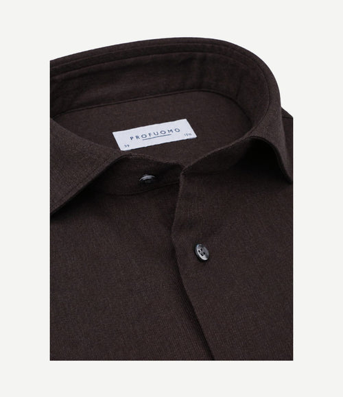 Overhemd brushed twill bruin