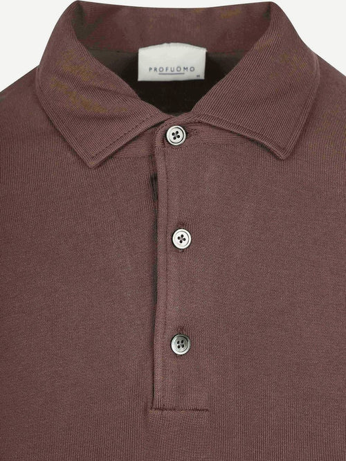 Longsleeve poloshirt luxury basic bruin