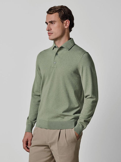 Longsleeve poloshirt luxury basic groen