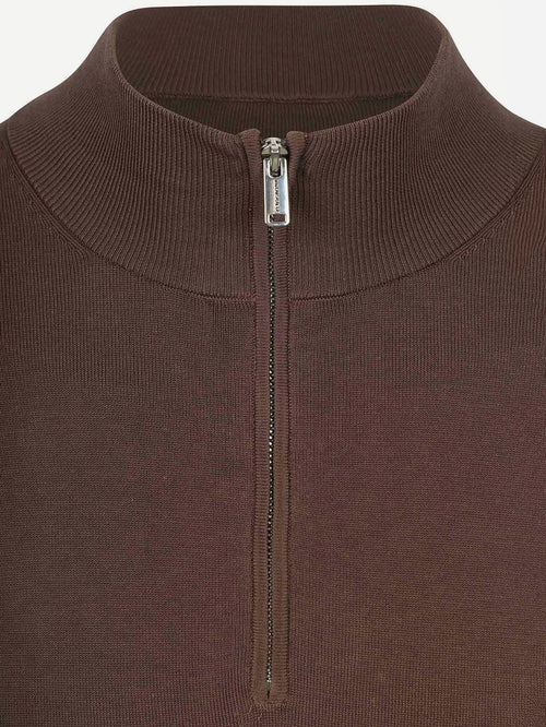 halve rits pullover luxury basic bruin