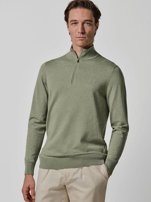 halve rits pullover luxury basic groen