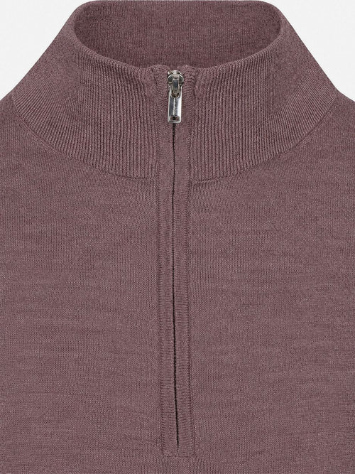 halve rits pullover merinowol aubergine