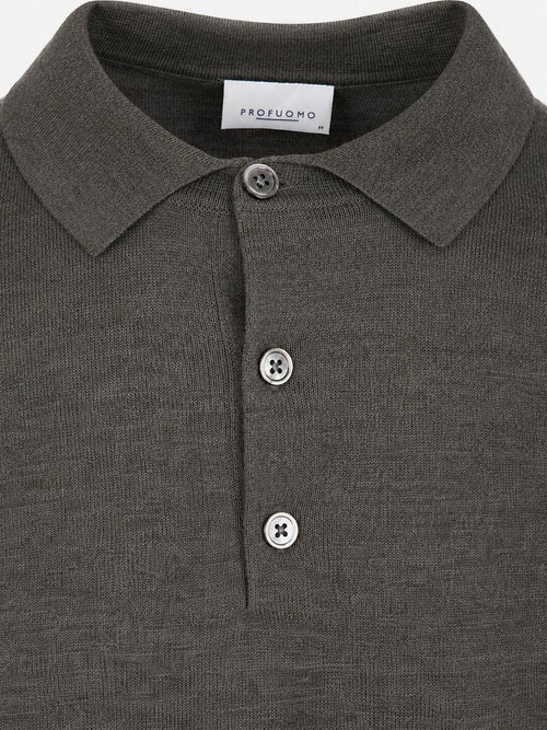 Longsleeve poloshirt merinowol groen