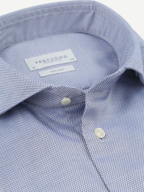 Profuomo basketweave overhemd blauw | Slim-fit