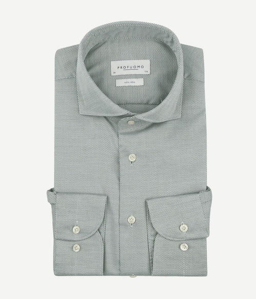 Profuomo basketweave overhemd groen | Slim-fit