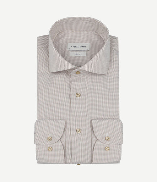 Dobby overhemd print beige