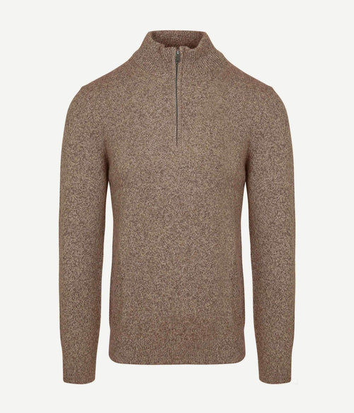 Profuomo halve rits pullover lamswol melange camel