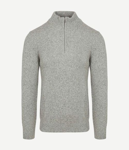 Profuomo halve rits pullover lamswol melange grijs