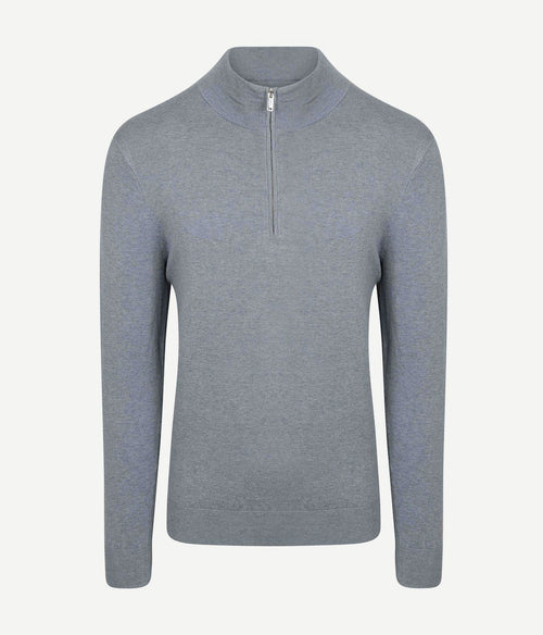 Profuomo halve rits pullover luxury basic blauw