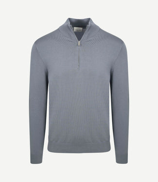 halve rits pullover luxury basic blauw