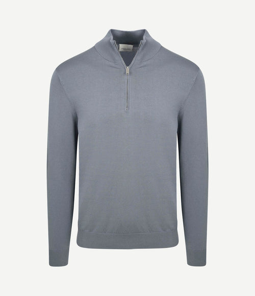 halve rits pullover luxury basic blauw