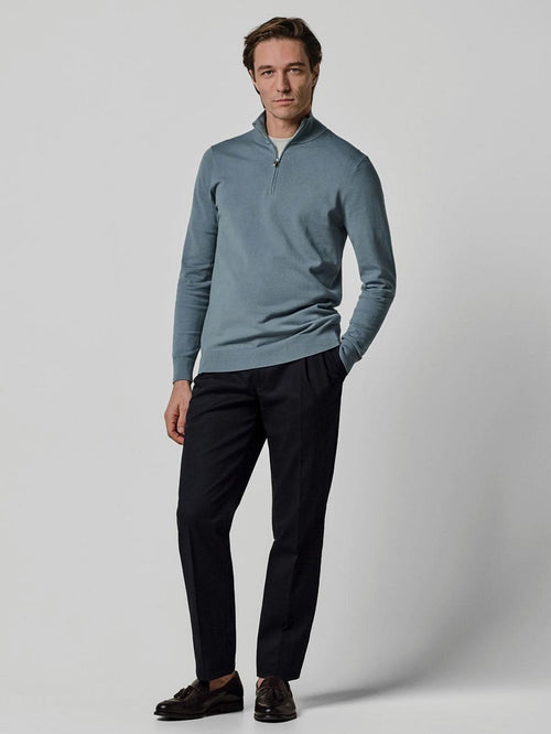 halve rits pullover luxury basic blauw