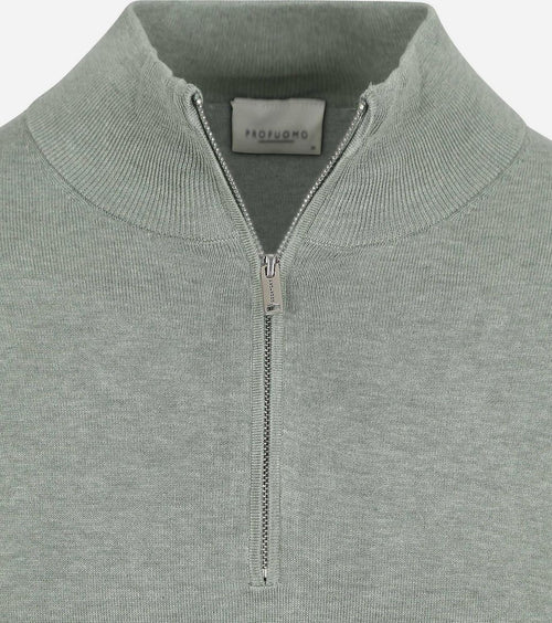 Profuomo halve rits pullover luxury basic groen