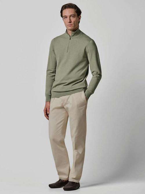 halve rits pullover luxury basic groen