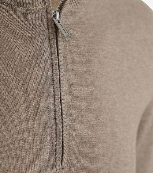 Profuomo halve rits pullover luxury basic taupe