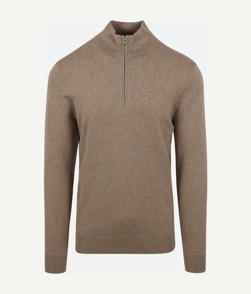 Profuomo halve rits pullover luxury beige
