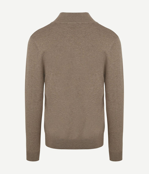 Profuomo halve rits pullover luxury beige