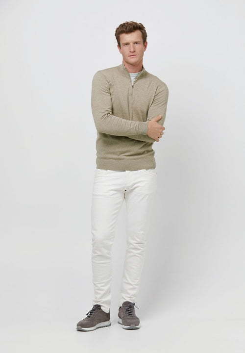 Profuomo halve rits pullover luxury beige