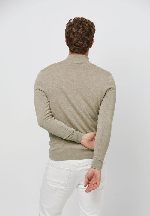Profuomo halve rits pullover luxury beige