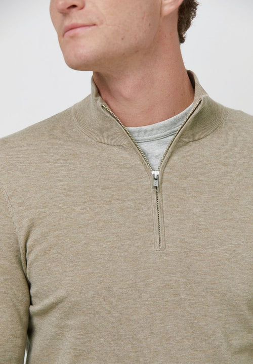 Profuomo halve rits pullover luxury beige