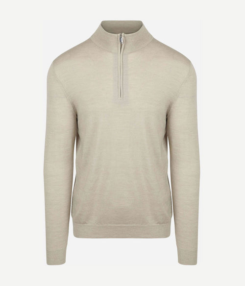 Profuomo halve rits pullover merinowol beige