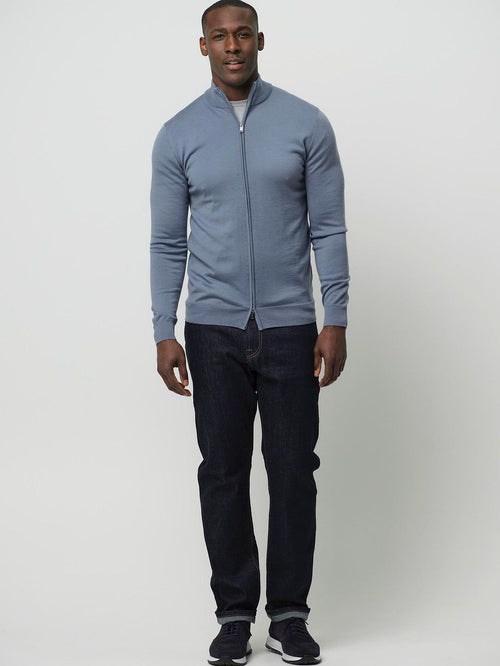 Profuomo halve rits pullover merinowol blauw