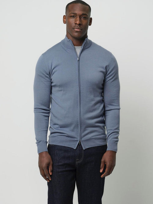 Profuomo halve rits pullover merinowol blauw