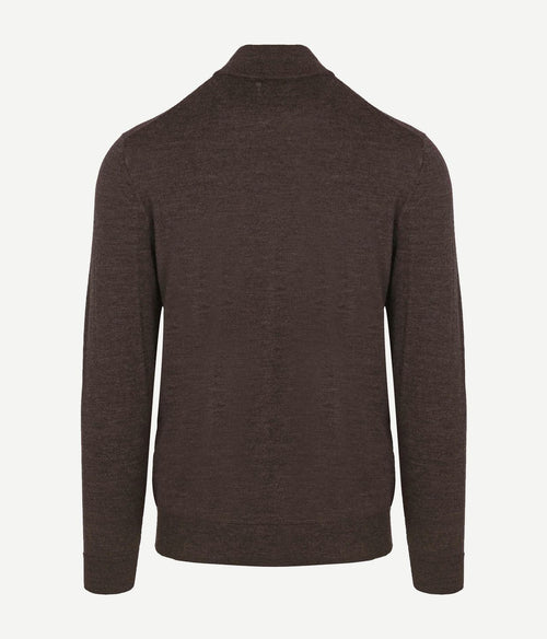 Profuomo halve rits pullover merinowol donkerbruin
