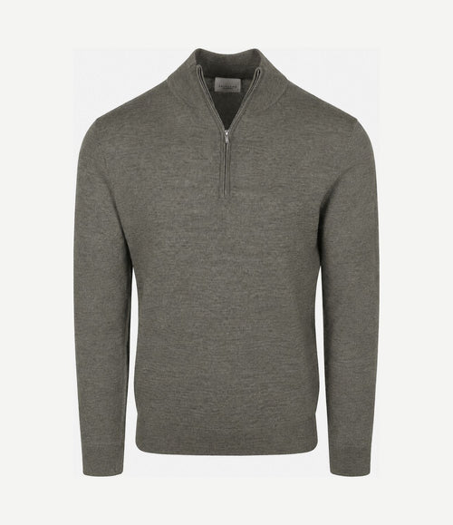 halve rits pullover merinowol groen