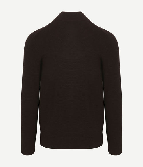 halve rits pullover structure bruin