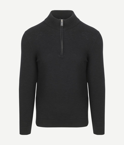 Profuomo halve rits pullover structure donkerblauw