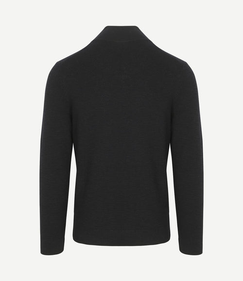 halve rits pullover structure donkerblauw