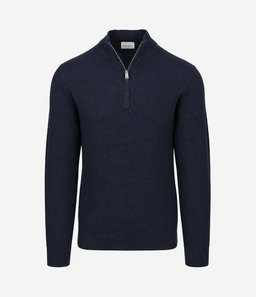 halve rits pullover structuur donkerblauw