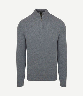 halve rits pullover wol blend blauw