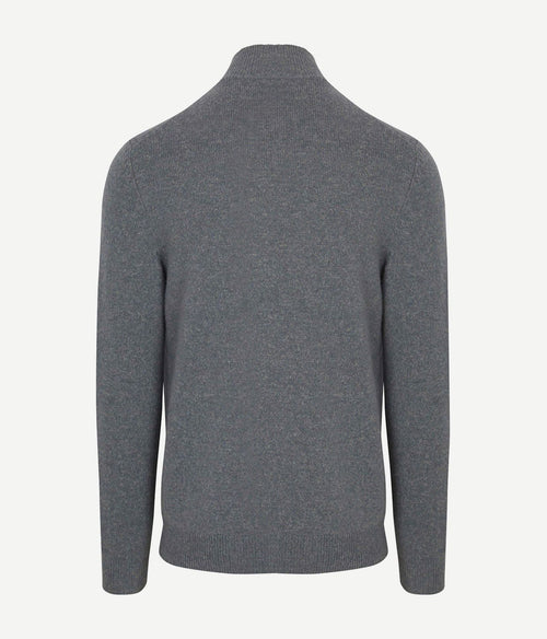 halve rits pullover wol blend blauw