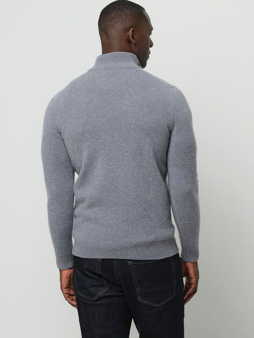 halve rits pullover wol blend blauw