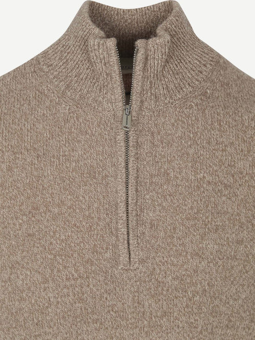 halve rits pullover wol blend sand