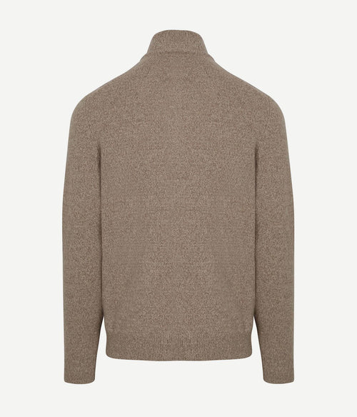 halve rits pullover wol blend sand