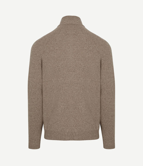 halve rits pullover wol blend sand