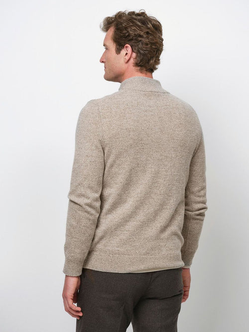 halve rits pullover wol blend sand