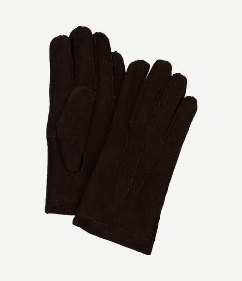 Handschoenen wol bruin suede