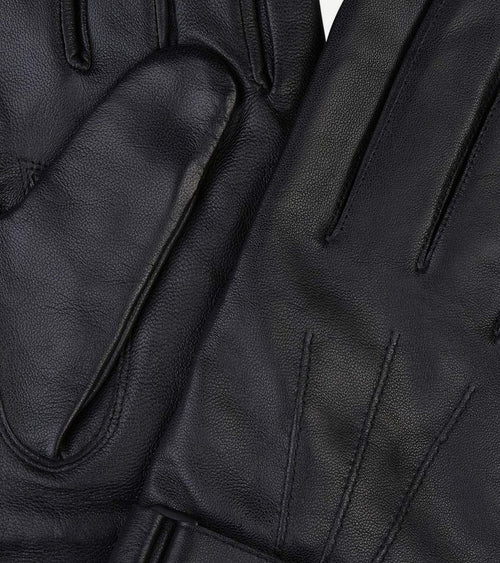 Handschoenen wol zwart leer