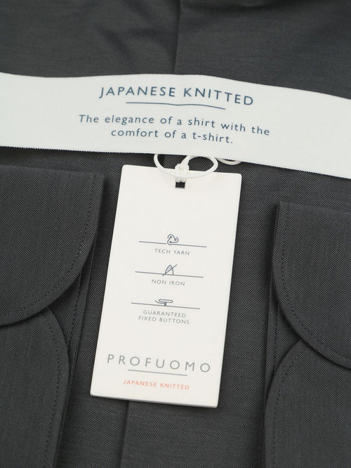 Profuomo japanese knitted overhemd antraciet | Slim-fit