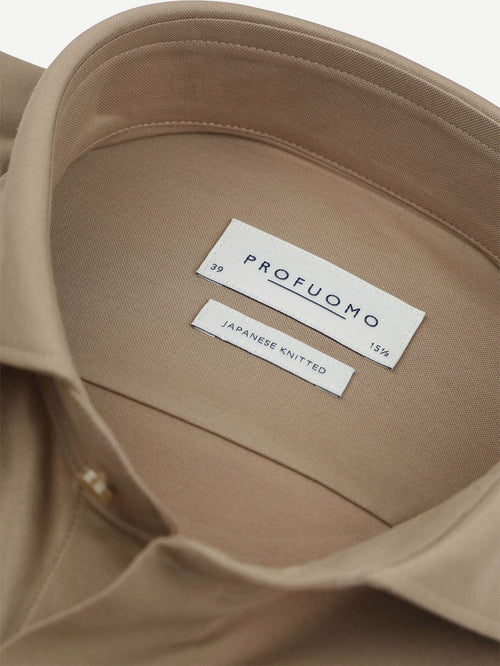 Profuomo japanese knitted overhemd beige | Slim-fit