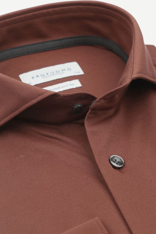 Profuomo japanese knitted overhemd brique | Slim-fit
