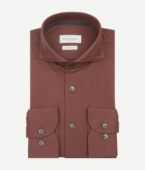 Profuomo japanese knitted overhemd brique | Slim-fit