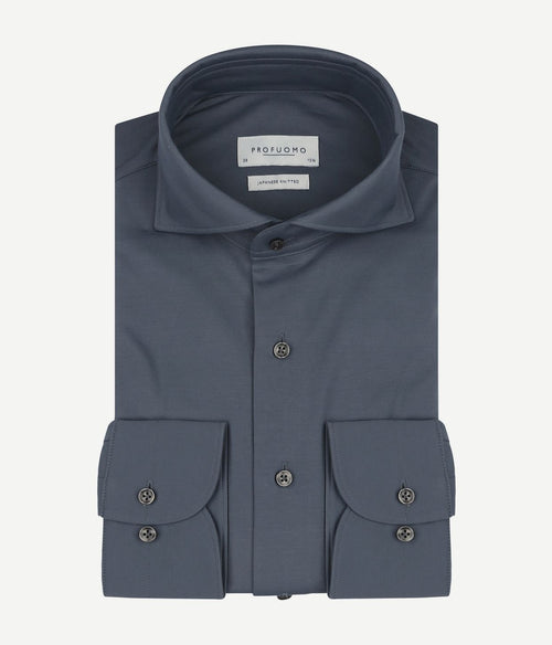 Profuomo japanese knitted overhemd denim blauw | Slim-fit