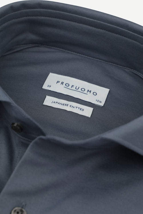 Profuomo japanese knitted overhemd denim blauw | Slim-fit