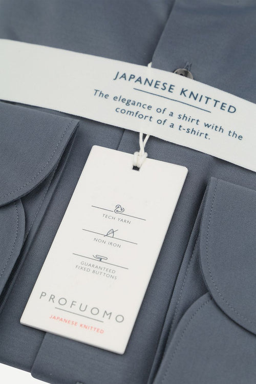 Profuomo japanese knitted overhemd denim blauw | Slim-fit