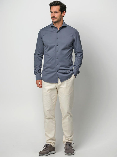 Japanese knitted overhemd denim blue